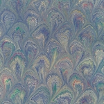 Handmade Italian Marble Paper- Peacock Bright Blue 19.5 x 27" Sheet