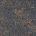 Handmade Italian Marble Paper- Peacock Blue & Gold 19.5 x 27" Sheet