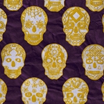 Nepalese Lokta- Yellow and White Sugar Skulls on Purple 20x30" Sheet