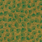 Nepalese Lokta- "Cover Flower" Bright Green Ginkgo on Butterscotch 20x30" Sheet