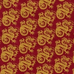 Lokta Printed Paper- Yellow Nepalese Dragon on Red 20x30" Sheet