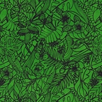 Lokta Printed Paper- Jungle Flowers & Leaves on Green 20x30" Sheet
