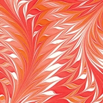 Marbled Paper from India - Flamboyant Crimson and Orange  22"x30" Sheet