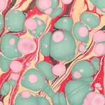 Marbled Paper from India - Molecular Mint, Pink, Red, Black 22"x30" Sheet