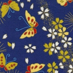 **NEW!** Chiyogami- Butterflies & Flowers on Blue with Gold 21x31" Sheet