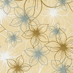 Printed Cotton Paper from India- Flowers in Gold, Silver, and White on Cream 20x30" Sheet