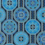 Printed Cotton Paper from India- Moroccan Mandala in Blues and Gold on Black 20x30" Sheet