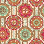 Printed Cotton Paper from India- Moroccan Mandala in Red, Orange, & Blue 20x30" Sheet