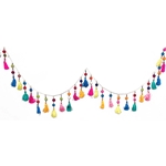 Decorative Felt Garland- Assorted Color Pom Poms and Tassels