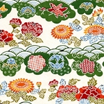 Katazome-shi Paper- Orange Sunflower & Green Wave 18x24" sheet