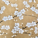 Nepalese Printed Paper- Cherry Blossom White on Terra Cotta 20x30" Sheet