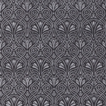 Art Nouveau Filagree in Silver on Black Printed Lokta Paper- 20x30" Sheet