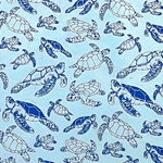 Nepalese Printed Paper- Blue Sea Turtles on Pale Blue 20x30" Sheet