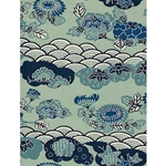 Katazome-Shi Paper- Waves, Clouds, Flowers, and Leaves (Blue Shades) 18x24" sheet