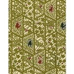 Katazome-Shi Paper- Green Lattice Work with Birds, Leaves, and Flowers 18x24" sheet