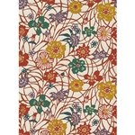 Katazome-Shi Paper- Flower Garden Pattern in Red, Yellow, Green, Purple, and Indigo 18x24" sheet