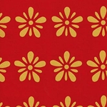 Katazome-Shi Paper-Floral Pattern in Yellow on Deep Red Pattern 18x24" Sheet