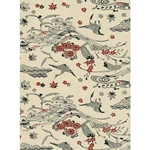 Katazome-Shi Paper- Cranes, Feathers, and Flowers Pattern 18x24" sheet