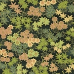 Green &amp; Gold Leaves on Dark Green - Chiyogami Paper