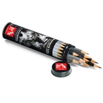 Caran d'Ache Grafwood Metal Tube with 15 Graphite Pencils (4H-9B)