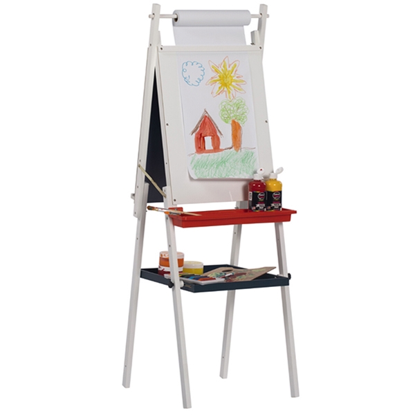Top Bright Wooden Art Easel for Kids, Toddler Easel Adjustable with Paper Roll, Child Easel with Magnetic Chalkboard