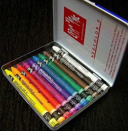 Caran D'Ache Neocolor II Watersoluble Crayon Set of 10 In a Metal Tin